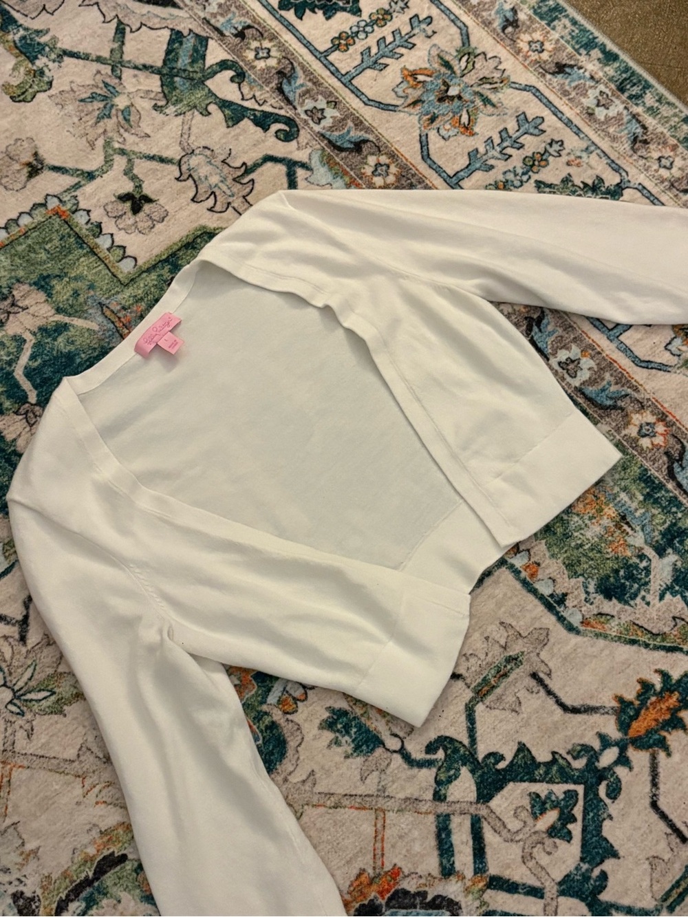 Lilly Pulitzer White Cropped Open-Front Bolero Sweater
